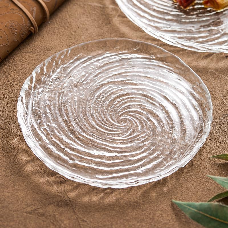 bellemax Glass Plate Set of 2 pcs Flower Decorative 8.5 inch Crystal Clear Glass Plate- Dry Fruits Sweets Chocolate Snack Plate for Dining,Catering Event, Dinner Parties,Wedding Dinner Plate (BX-06) - Image 5