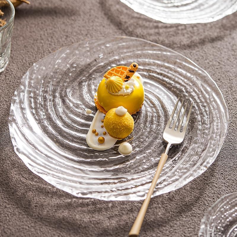 bellemax Glass Plate Set of 2 pcs Flower Decorative 8.5 inch Crystal Clear Glass Plate- Dry Fruits Sweets Chocolate Snack Plate for Dining,Catering Event, Dinner Parties,Wedding Dinner Plate (BX-06) - Image 3