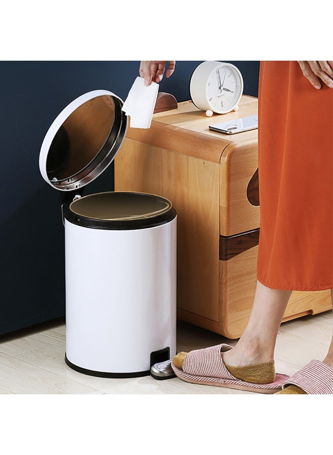 Stainless Steel Trash Can, Round Hands Free Garbage Can with Foot Pedal and Soft-Close Lid, Smudge Resistant Pedal Bin for Kitchen Living Room Bathroom Office and Hotel, L1101 (A, 8L)  - Image 1