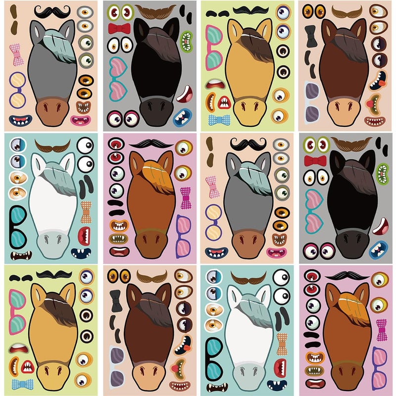 DaiUni 24 Sheets 82759 Make Your Own Horse Stickers for Kids Toddlers Make a Face Stickers for Kids Party Favors Activities - Image 2