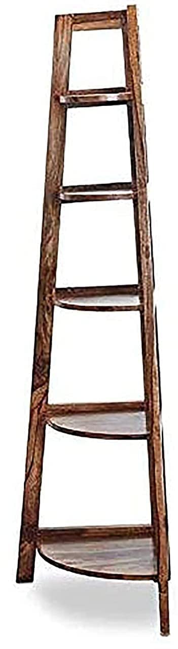 CRAFT D ARTS Sheesham Wood 5 Shelves Corner Book Shelf [Natural Brown Finish] - Image 3