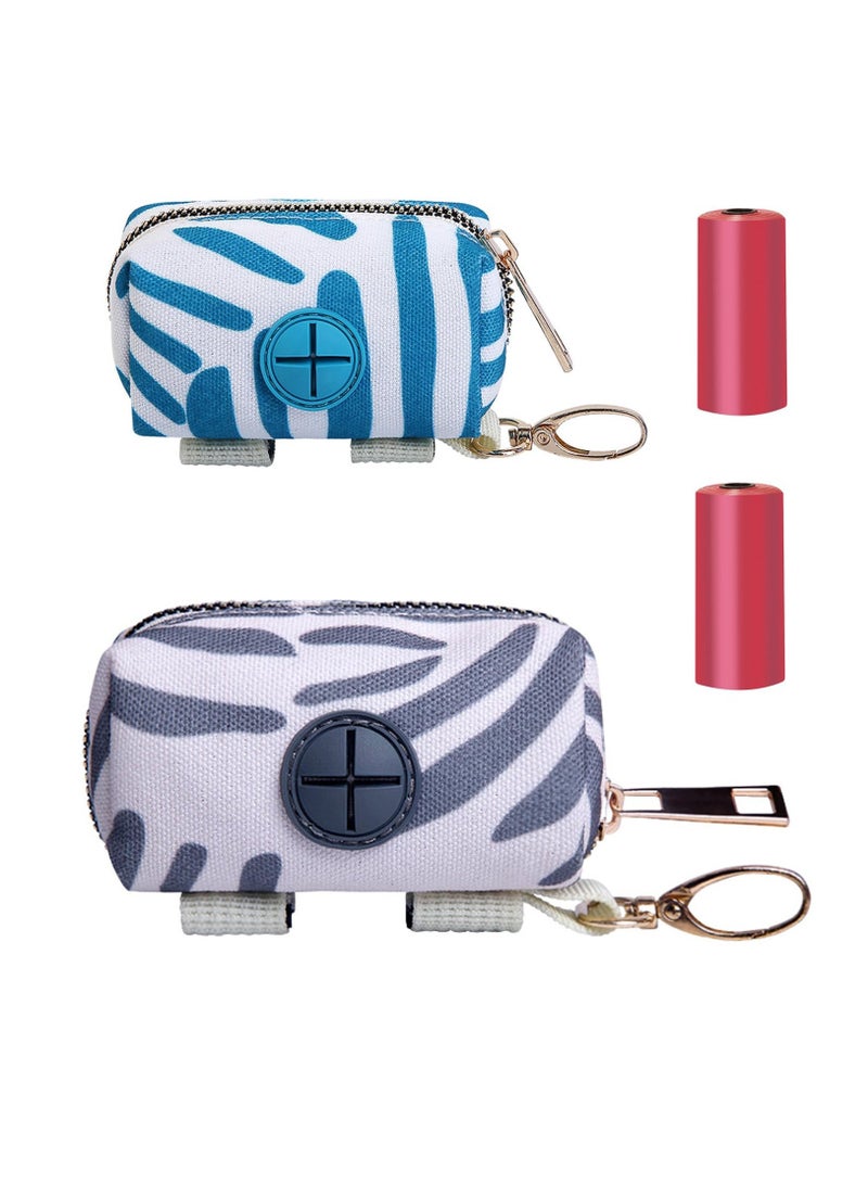 SOLARAE Pet Waste Bag Dispenser Dog Poop Bag Holder with Zippered Small Portable Dog Poop Bag Organizer Pouches with Hook for Leash, Great Accessory for Walking Running with Pet Dogs, 2 Pack - Image 1