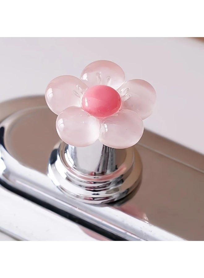 Goolsky مقبض تدفق المرحاض الكرتوني الأنيق مع الزهور - سهل الضغط، ملحقات حمام أنيقة بتصميم طويل، تشمل أدوات التركيب - Image 1