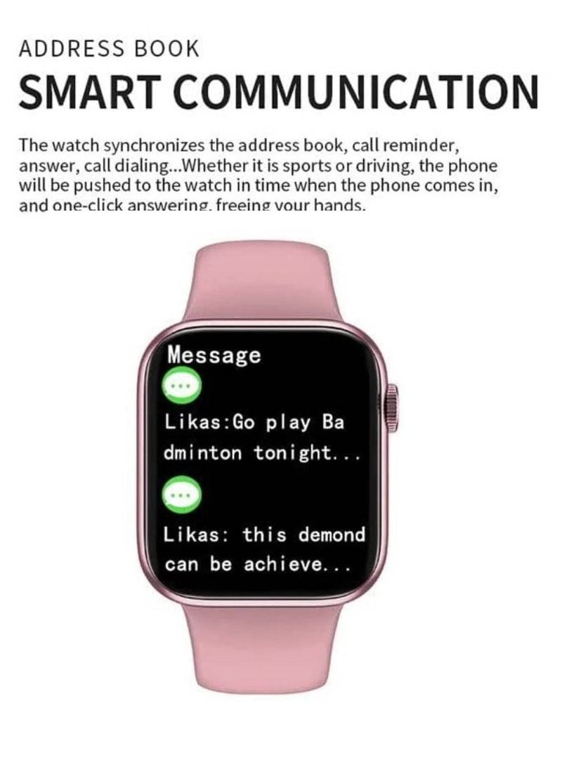 HW22 Smart Watch HD Touch Screen 1.75'' 44mm BT Call Heart Rate Sensor Waterproof Pink - Image 4