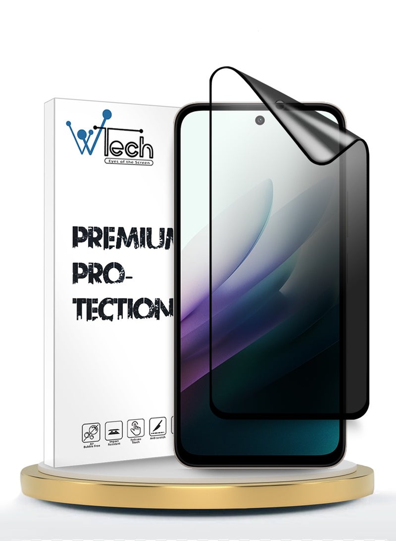 دبليو تيك واقي شاشة مرن مات كامل الغراء وغطاء كامل من السيراميك النانو للخصوصية لهاتف شاومي ريدمي 15 5G 2025 بريميوم (MSCNMP) - شفاف/أسود - Image 1