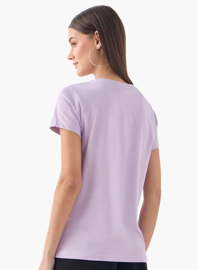 سبلاش فيڤ تيشيرت بياقة مستديرة مطرز بأكمام قصيرة - Image 3