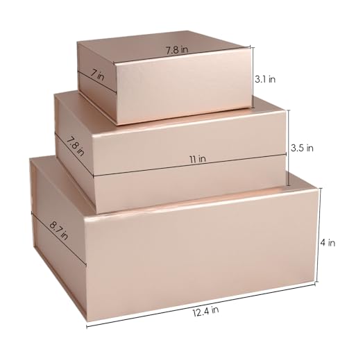 Rsgift Rose Gold Magnetic Empty Gift Box,7.8x7x3.1 Inches Gift Boxes with Lids,Groomsmen Bridesmaids Gifts,Engagements,Bridal Showers,Valentine's Day,Thanksgiving Day,Christmas Gift Boxes - Image 2
