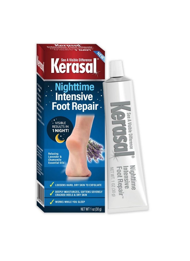 Kerasal Nighttime Intensive Foot Repair, Skin Healing Ointment For Cracked Heels And Dry Feet, 1 Oz  - Image 1