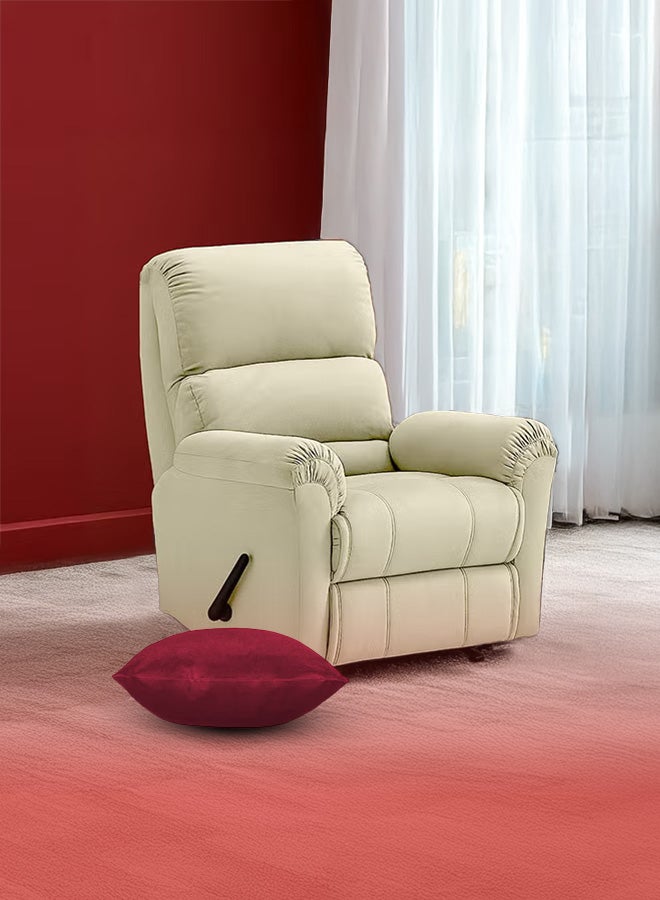 باك كومفرت طقم الجلسة المريحة | كرسي استرخاء مخملي بيج فاتح + كوشن برغندي 65x65 سم - Image 4