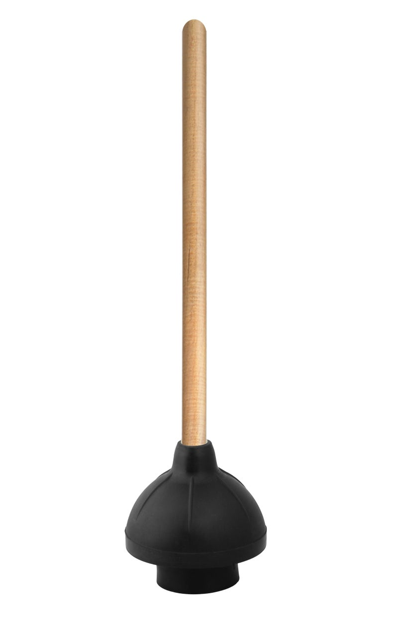 Superio Superio Heavy Duty Plunger with 21 Inch Wooden Handle Black Rubber Classic Toilet Plunger Heavy Duty Double Thrust Force Cup Rubber Toilet Plunger Black Plunger