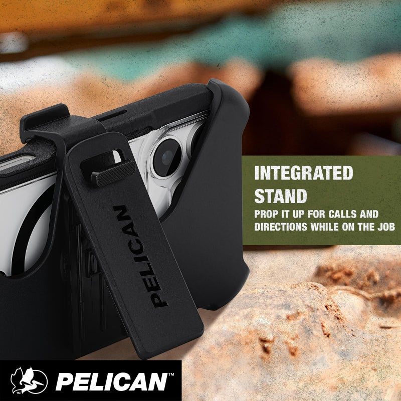 Pelican Voyager iPhone 17 Pro Case [Compatible with MagSafe] Rugged Phone Case w/ 24ft Military-Grade Drop Protection - Heavy Duty Phone Cover w/Belt Clip Holster for iPhone 17 Pro - Black/Clear - Image 2
