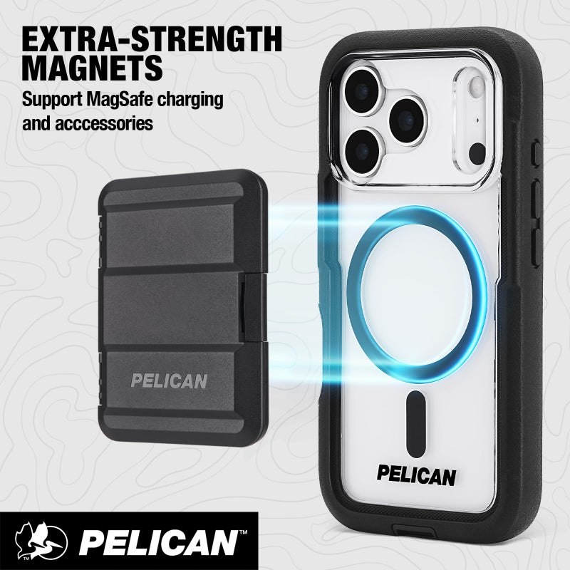 Pelican Voyager iPhone 17 Pro Case [Compatible with MagSafe] Rugged Phone Case w/ 24ft Military-Grade Drop Protection - Heavy Duty Phone Cover w/Belt Clip Holster for iPhone 17 Pro - Black/Clear - Image 4