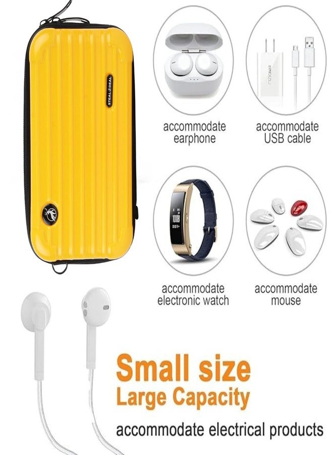 Stealodeal Hard Shell Mini Travel Organizer Case with Wrist Strap - Shockproof Zipper Pouch for Electronics, Cables, Earbuds, Cosmetics & Accessories (Yellow) - Image 5