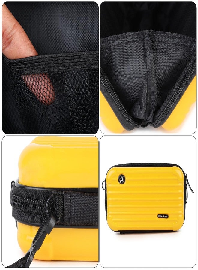 Stealodeal Hard Shell Mini Travel Organizer Case with Wrist Strap - Shockproof Zipper Pouch for Electronics, Cables, Earbuds, Cosmetics & Accessories (Yellow) - Image 2
