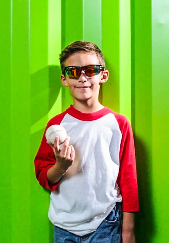 FEISEDY Kids Teens Baseball Polarized Sunglasses Sports TR90 Frame Boys Girls Cycling B2454 Black/Red - Image 2