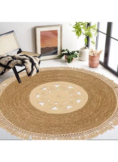 Hometaste Hand Woven Jute Rug - Farmhouse Style Natural Braided Area Rug For Doorway, Entryway, And Home Decor - Handmade Eco-Friendly Jute Fiber - Durable And Stylish (Big_120X120Cm)