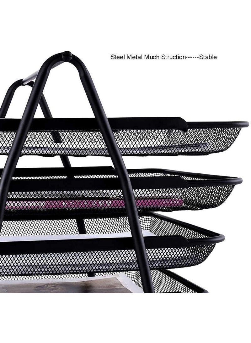 منظم اوراق للمكتب مكون من 4 ادوار معدنى لون اسود - Image 3