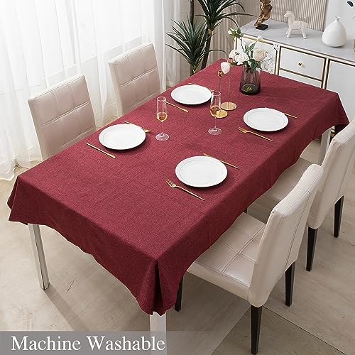 HOKIPO Poly Jute Table Cloth 6 to 8 Seater Rectangular Dining Table Cover 50x90 Inches, Red (IN364-RED) - Image 5