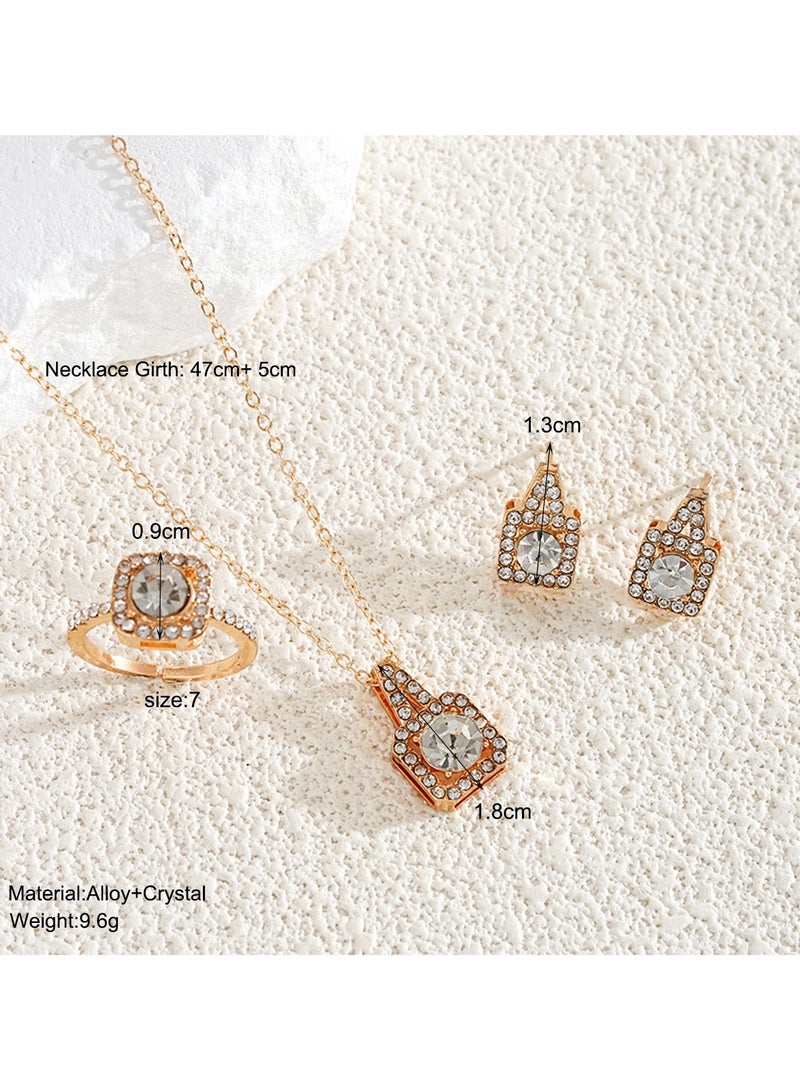 Huitich Gold Color Square-Cut Crystal Jewelry Set  - Image 5