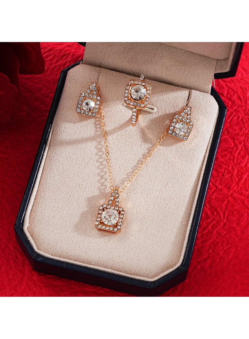Huitich Gold Color Square-Cut Crystal Jewelry Set  - Image 2