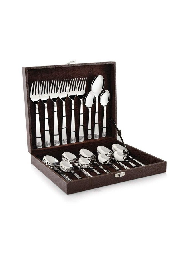 SHAPES Premium Silver Stainless Steel Cutlery Set - 18 Pieces with Brown Box | Rust-Resistant, Dishwasher Safe, Elegant Design | Ideal for Home and Restaurant Use, Perfect for Family Meals