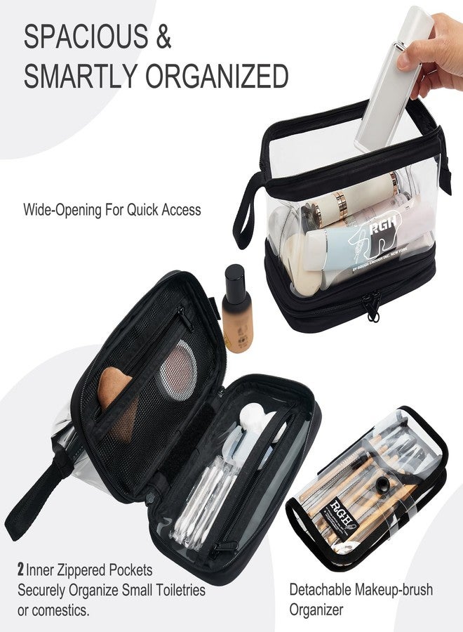 RE ROUGH ENOUGH Rough Enough Clear Cosmetic Bag for Women and Men, Leakproof Travel Makeup Organizer, with Detachable Brush Pouch, Large Opening, 6.5”x5”x8.5” - Image 5