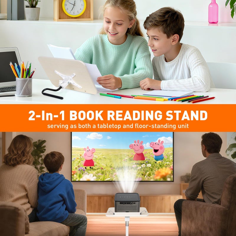 TNNOP 2-in-1 Floor Standing Book Stand, Foldable Book Holder for Reading with Page Clips, 19"â€“51" Height Adjustable, Sturdy Podium Stand for Reading, Bible, Laptop, Cookbooks, or Projector - Image 2