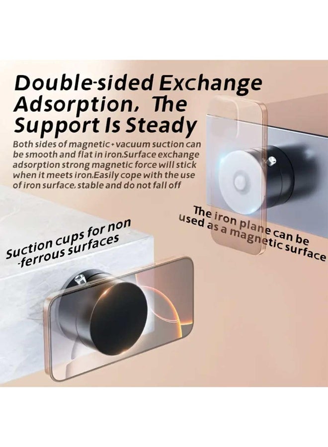 Foldable Magnetic Vacuum Phone Holder, 360° Electric Suction Car Mount, Double-Sided Swivel Stand for Car, Mirror, Gym, Kitchen, Hands-Free Portable Phone Holder (Pink) - Image 5