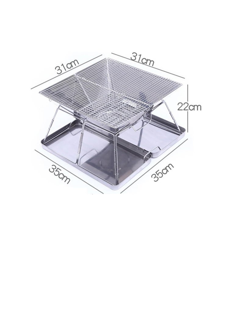 Soofam شواية فحم محمولة مع حقيبة حمل، شواية باربكيو قابلة للطي للتخييم، مدخن خارجي مع شبكات حديد زهر، شواية فحم من الفولاذ المقاوم للصدأ للطهي الخارجي، للمشي والتنزه - Image 5