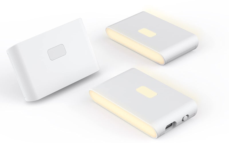 WYZE Rechargeable Night Lights with Dusk to Dawn & Motion Sensors, Warm & Soft White Stair Lights for Bathroom, Hallway, Linkable, Magnetic Mount, 3 Pack - Image 1