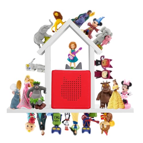 PHOENANCEE For Tonies Shelf Magneticfor Toniebox Figures Wall Shelvesfor Tonie Characters Audio Toy Storage OrganizerHold 70 FigurinesCompatible Charging Station for Kids RoomPine Wood HouseLargeWhite - Image 1