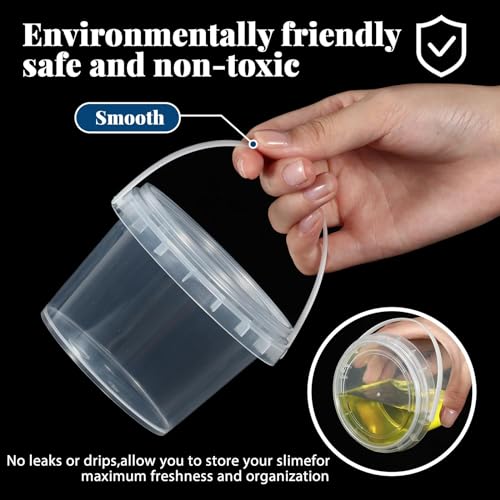 Maxcheck ماكس تشيك 100 قطعة حاويات سعة 10 أونص مع أغطية ومقابض بلاستيكية شفافة سعة 300 مل حاويات تخزين دلو صغيرة لحفلات DIY فنون وحرف صبغة عجين حلوى قطن لوشن أدوات صغيرة - Image 3