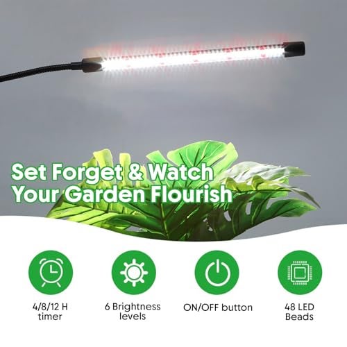 GIGAWATTS Plant Grow Light with Full Spectrum 100-240V~50/60Hz AC Input 6 Levels Dimmable & 3 Modes 120° Lightning Angle USB Powered IP44 Indoor Lamp for Home Garden Balcony (Pack of 1, RGB) - Image 3