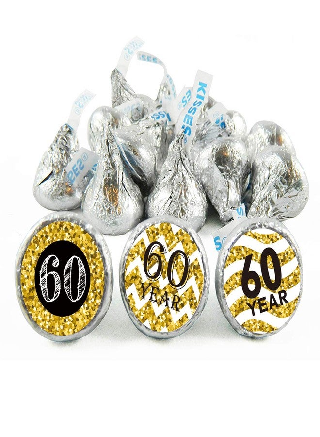 Mr.Mug 180 Pack 60th Birthday Party Favor Labels, Chocolate Drops Stickers for Anniversary, Black and Gold Decorations - Image 5