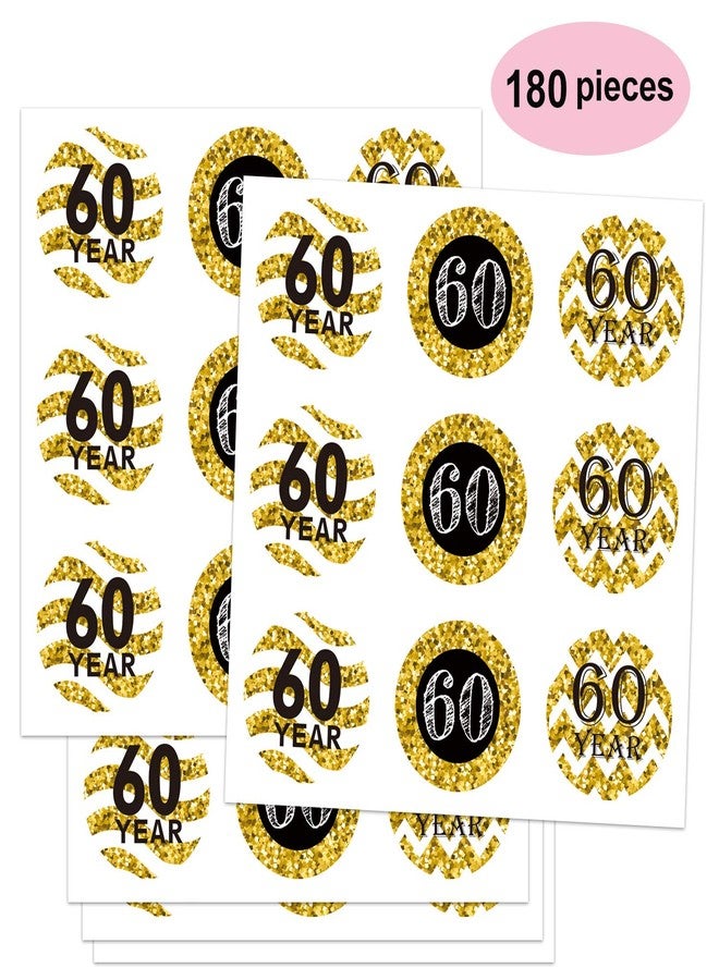 Mr.Mug 180 Pack 60th Birthday Party Favor Labels, Chocolate Drops Stickers for Anniversary, Black and Gold Decorations - Image 4