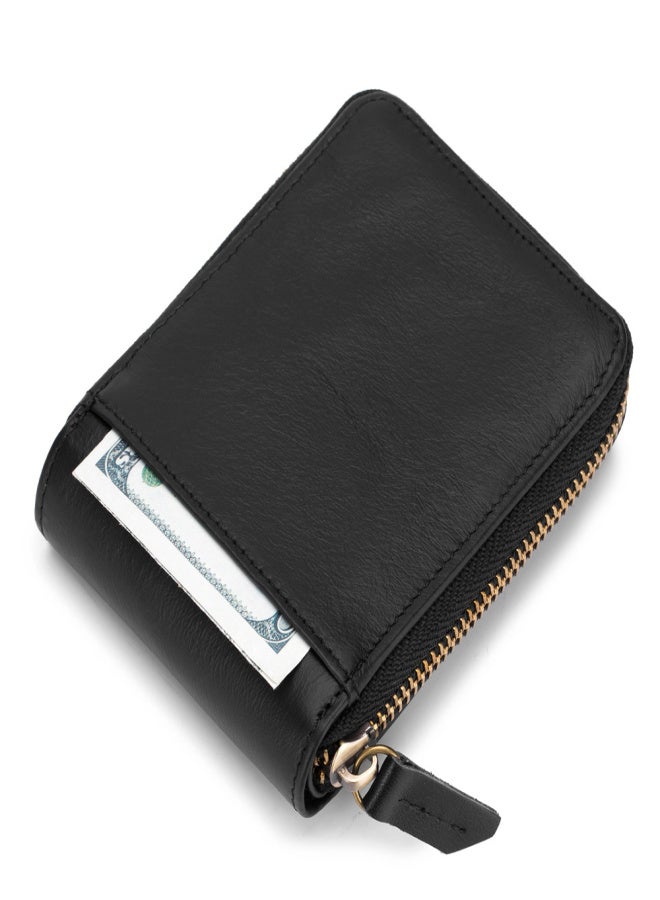 BULLCAPTAIN Genuine Leather Bifold Zipper Wallet for Men RFID Safe Travel Purse Pouch - Image 3