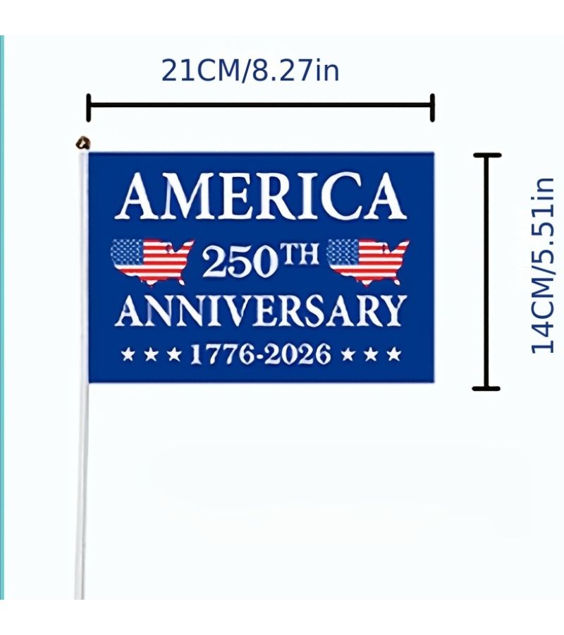 250Th Anniversary American Independence Day Hand Held Waving Flags 5 Pieces for Patriotic Party Celebration - Image 2