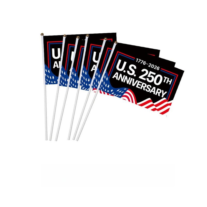 250Th Anniversary American Independence Day Hand Held Waving Flags 5 Pieces for Patriotic Party Celebration - Image 3