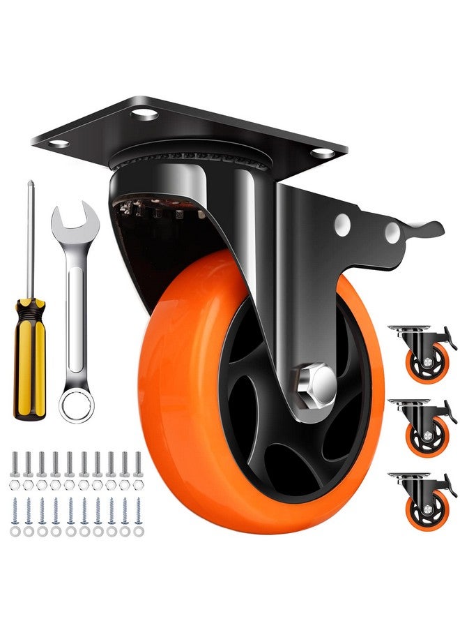 QNCZ 4" Caster Wheels, Outstanding Casters Set of 4 Heavy Duty, Silent Industrial Casters, Locking Casters Wheels for Furniture, Castor Wheels for Cart, Workbench. - Image 1