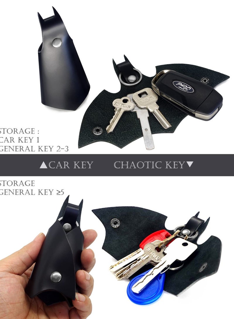 أنيقة تصميم الخفافيش أعلى السلسلة الرئيسية مسؤولية النسخة المصممة خصيصا للسيارات السلسلة الرئيسية ، حزام من الجلد ، حزام الخصر تعليق بسيط التعامل مع التصميم ، هو هدية رائعة للرجال والنساء - Image 2