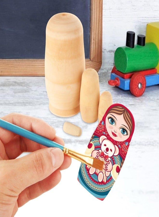 LOPYXBR 5 Sets Blank Russian Nesting Dolls Wooden Nesting Dolls Unpainted Matryoshka Doll for DIY Crafts, Birthday, Christmas(5 Size,25 PCS in Total) - Image 3