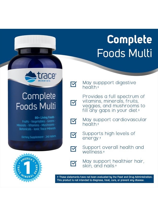 Trace Minerals Complete Foods Multi | Multi-Vitamin Supports Energy, Overall Health, Digestion, Packed with 80+ Living Foods | All Natural, Gluten Free | 240 Tablets - Image 2