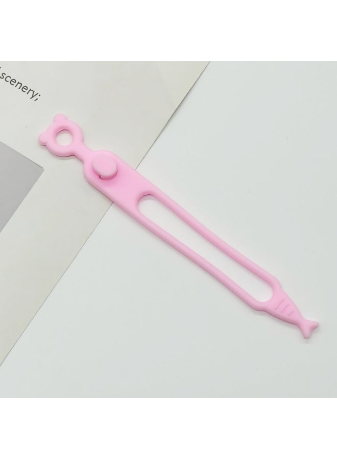 إسكدنيا رباط كابل سيليكون جديد ساخن، حزام مطاطي ملون ذاتي القفل، منظم تخزين منزلي - اللون: وردي - Image 1