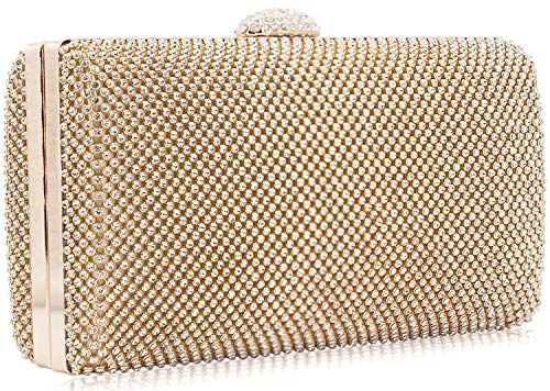 DEXMAY DM Dexmay Large Rhinestone Crystal Clutch Evening Bag Women Formal Purse for Cocktail Prom Party (8.9‘’x2.17''x4.8'') Gold - Image 3