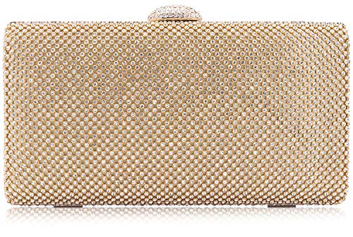 DEXMAY DM Dexmay Large Rhinestone Crystal Clutch Evening Bag Women Formal Purse for Cocktail Prom Party (8.9‘’x2.17''x4.8'') Gold - Image 1