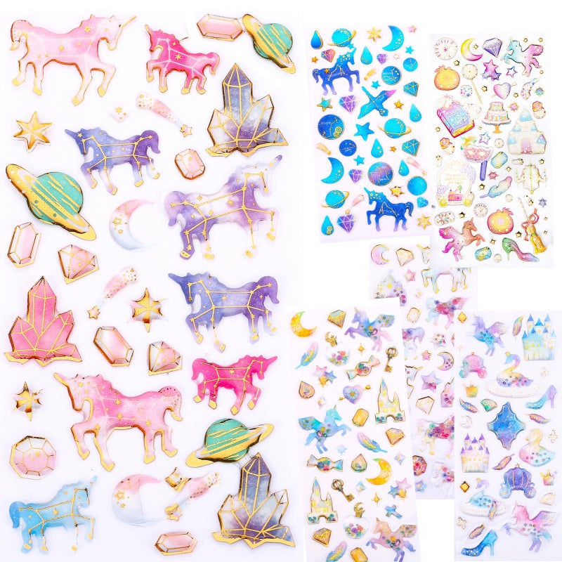 IMNEXT2U Cute Craft Stickers Aesthetic Glitter TearResist Waterproof Decals for Laptop Water Bottle Hydroflasks Scapbooking Planner Pack for Teens Girls Kids