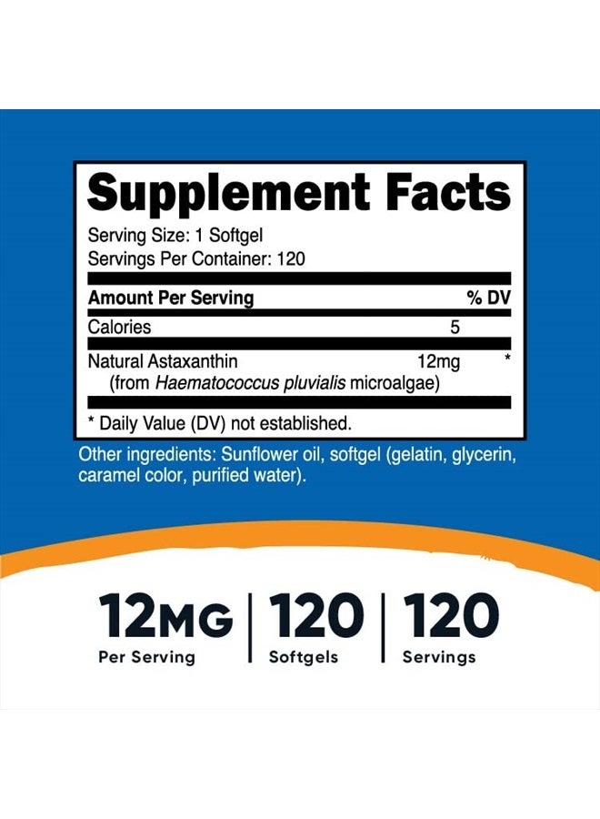 Nutricost Astaxanthin 12mg, Non-GMO and Gluten Free, 120 Softgels (4 Month Supply) - Image 2