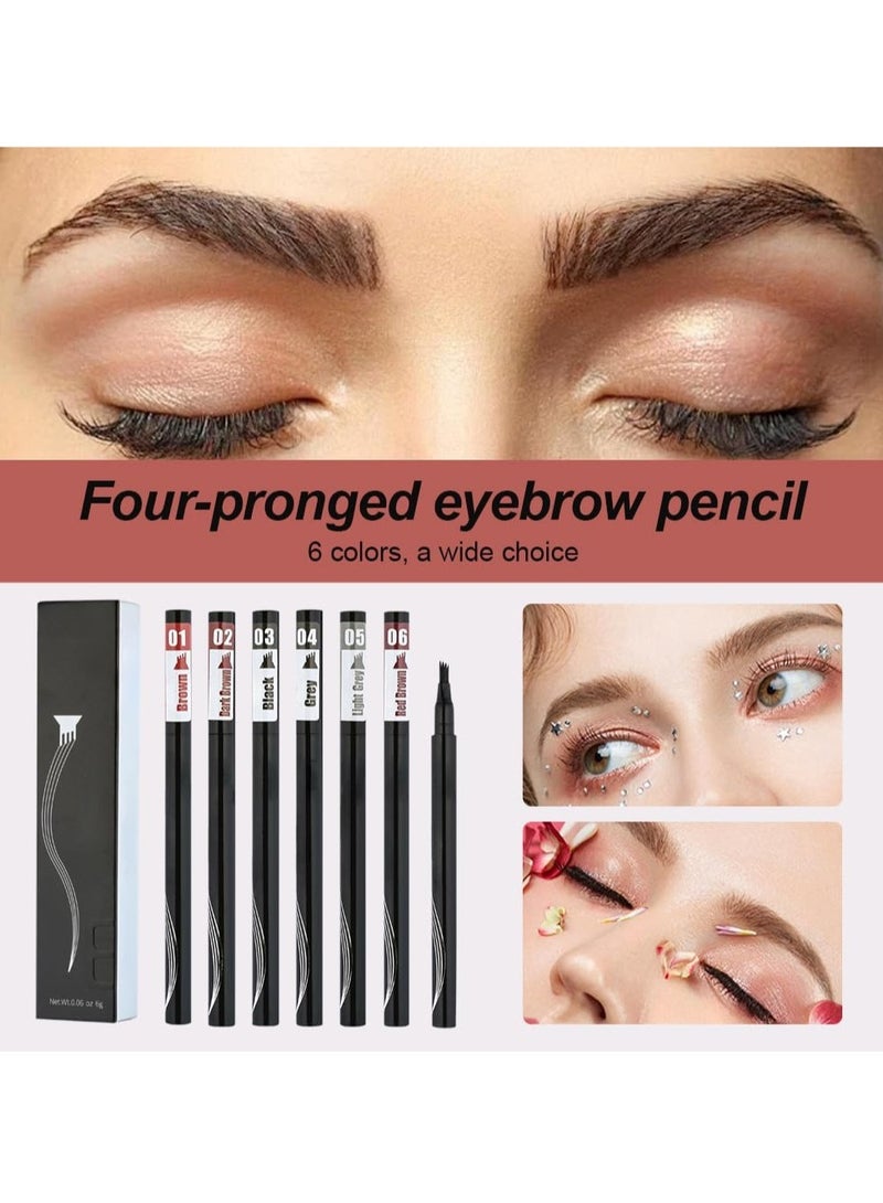 general Eyebrow Contouring Pen, 2Pcs Microblading Eyebrow Pen Tattoo Pencil 4 Fork Tip, Fine Stroke Eyebrow Pencil 4 Tipped Precise Brow Pen Natural (Black) - Image 2