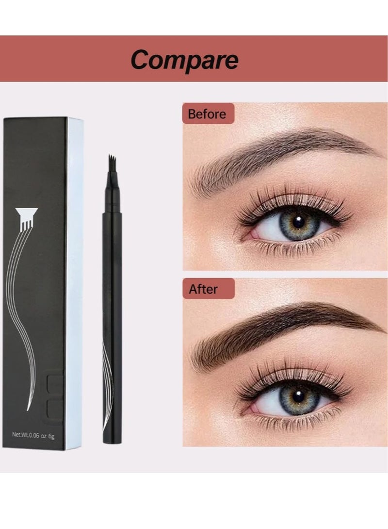 general Eyebrow Contouring Pen, 2Pcs Microblading Eyebrow Pen Tattoo Pencil 4 Fork Tip, Fine Stroke Eyebrow Pencil 4 Tipped Precise Brow Pen Natural (Black) - Image 4