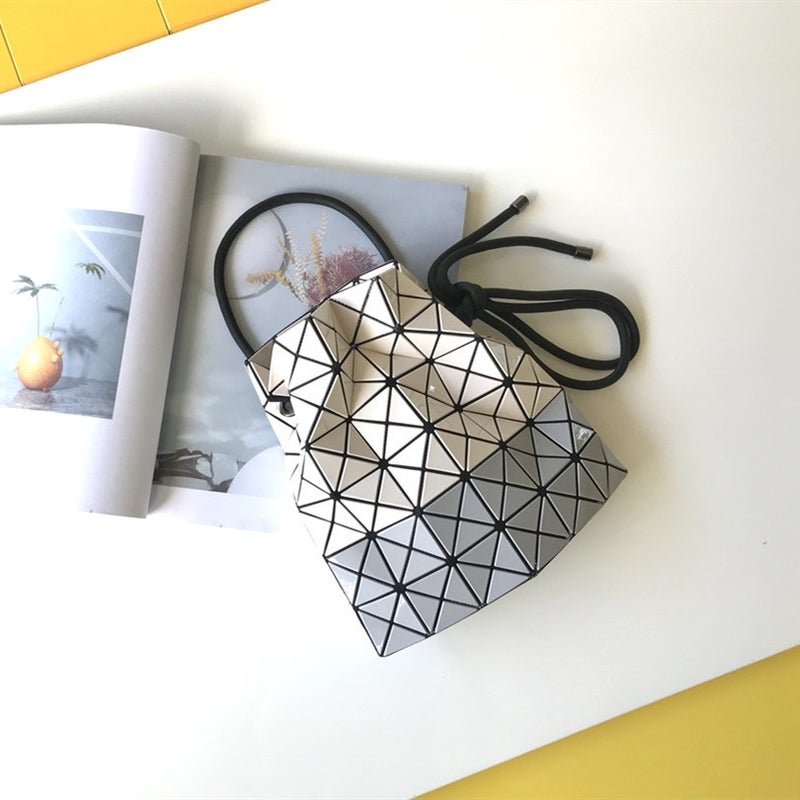 Japanese Original Summer Drawstring Bucket Bag Single Shoulder Crossbody Bag Colorblock Frosted Portable Underarm Bag Vegetable Basket - Image 5